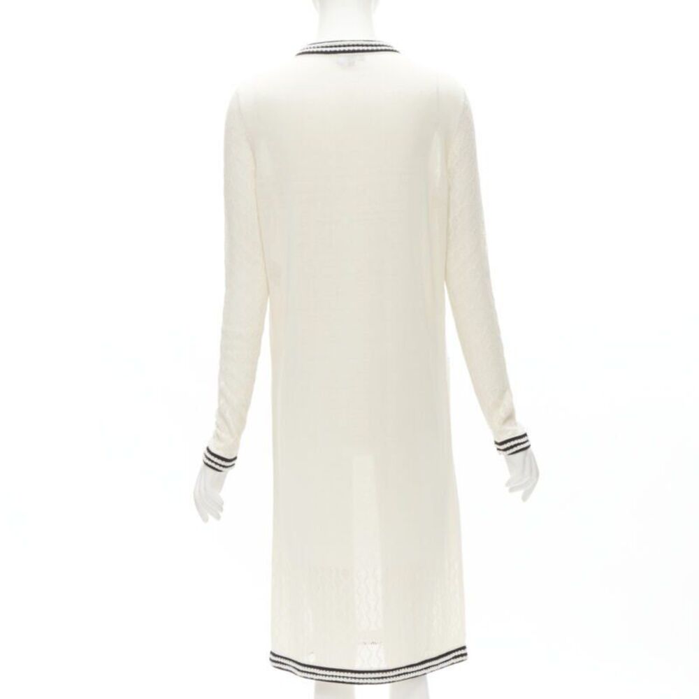 CHANEL cream beige 4-pocket black CC crochet knit midi dress FR38 S - Picture 5 of 8